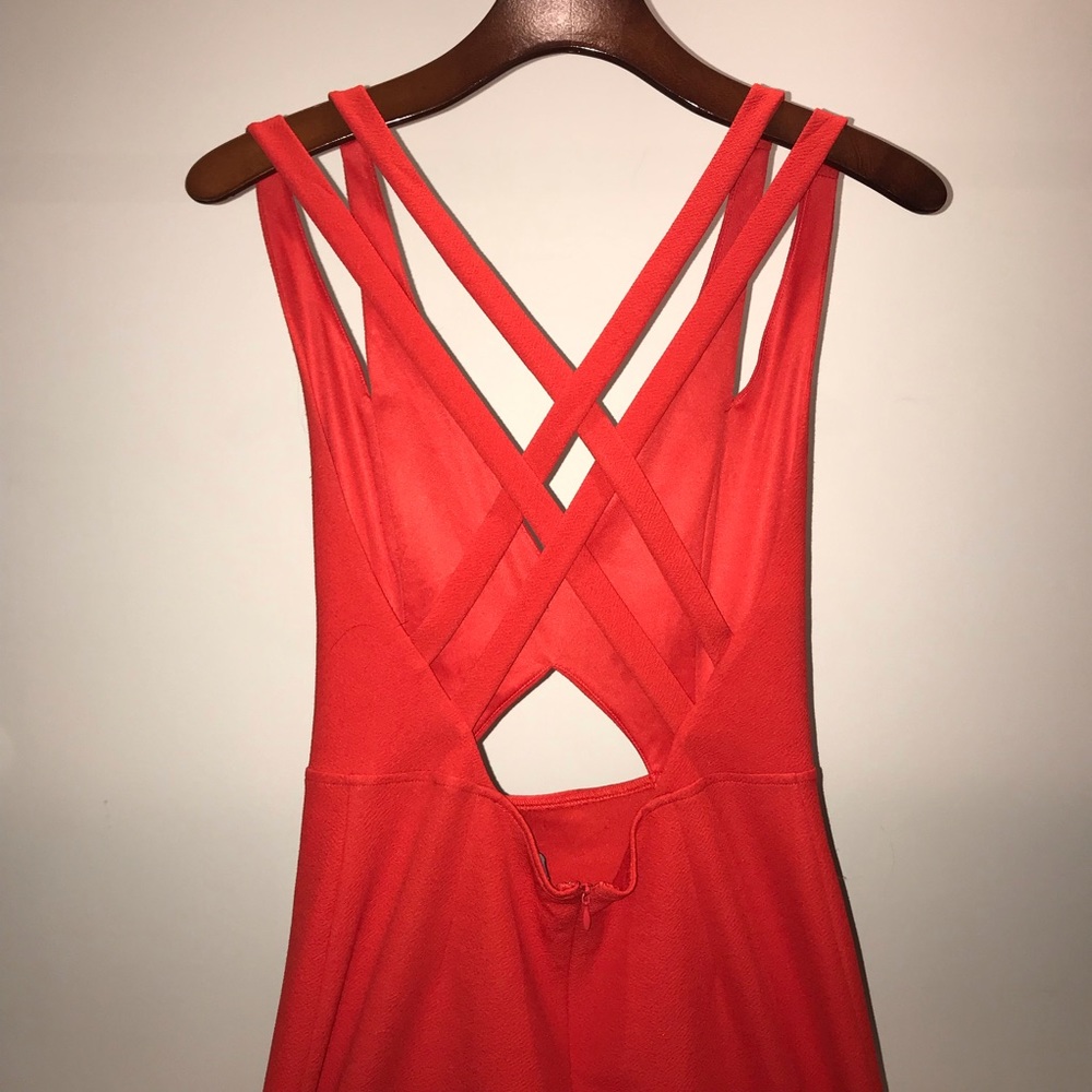 Crisscross Back Red Dress